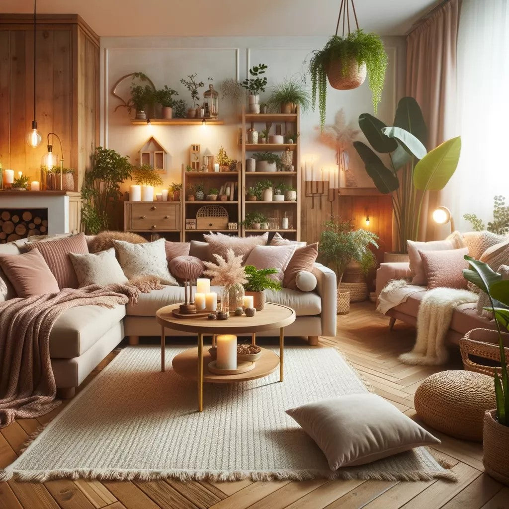 Minimalist cozy space with natural light and gentle textures