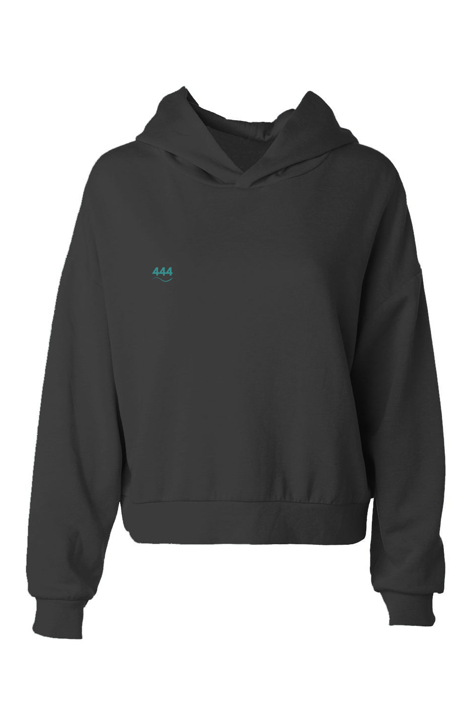 444 Eclipse Hoodie Front – Angel Number DTF Print on Black Cropped Fleece