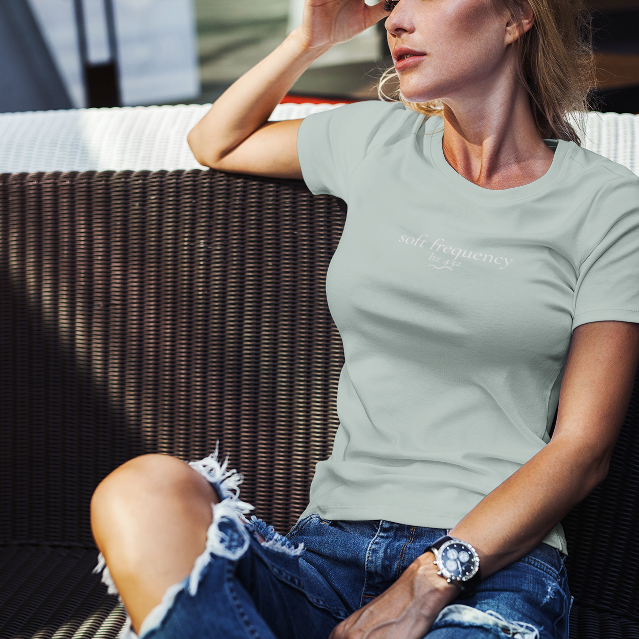 Soft Frequency Hz432 Cropped Tee – Sage | Soft Frequencies™