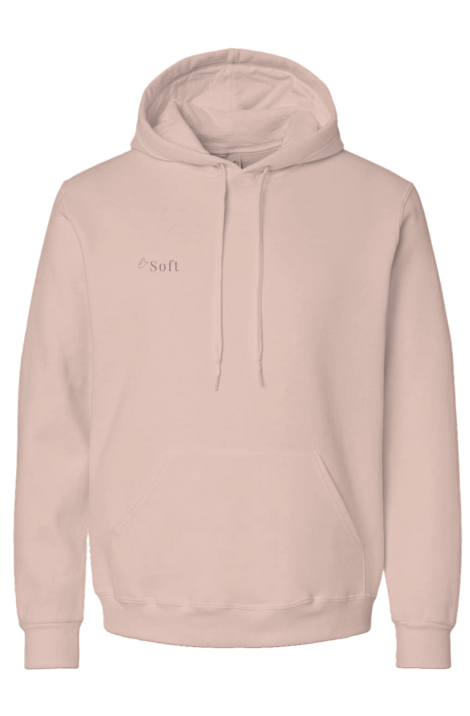 Be Soft hoodies in Shadow, Bloom, and Halo colors, minimalist front embroidery

